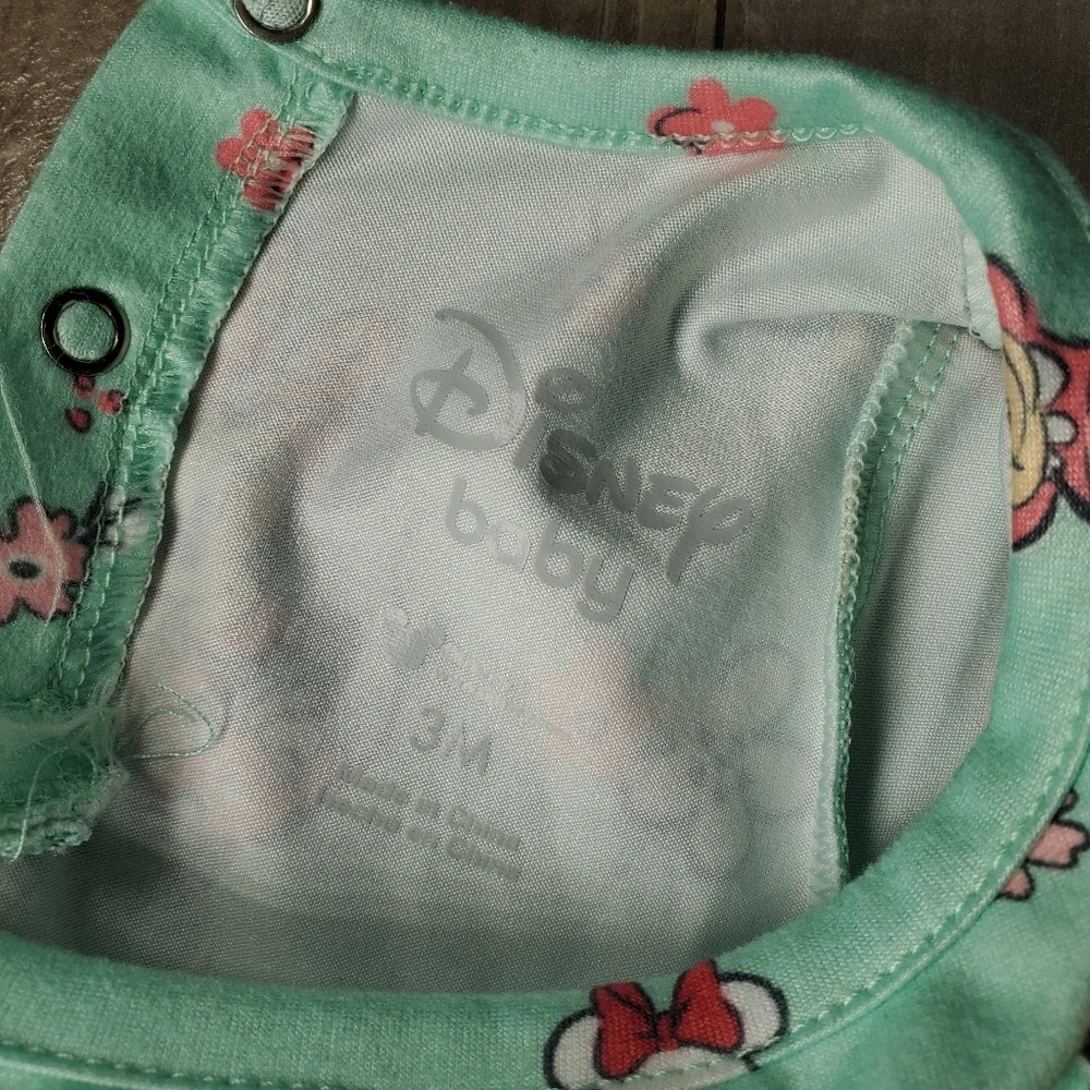 Disney Baby Minnie Mouse 2Pc Matching Mint Green Tiered Dress Set Size 3M NWOT